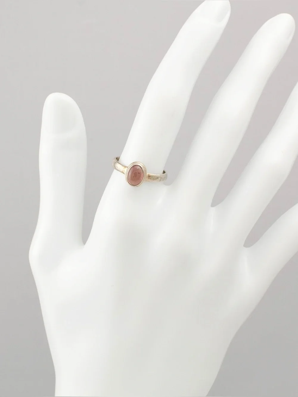 Vintage Pink Tourmaline Cabochon Sterling Silver Ring Size 7